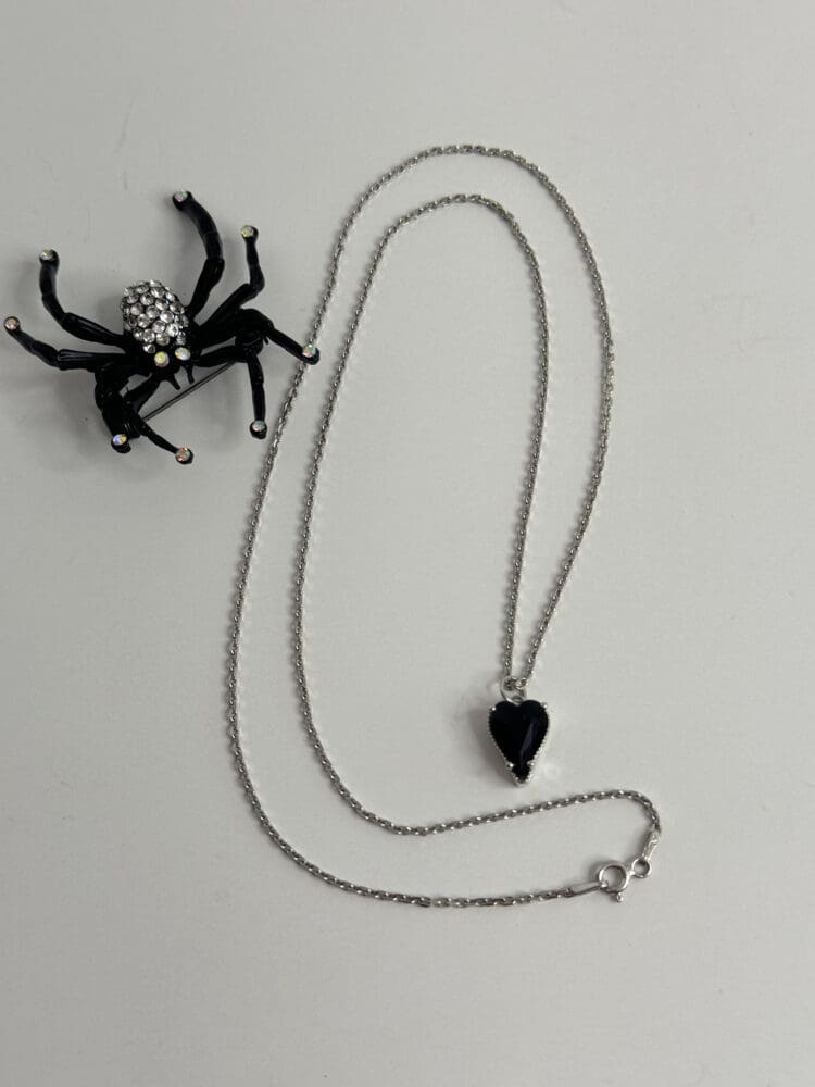 Black Heart with Silver Chain