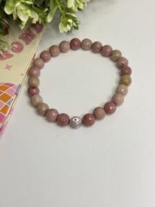 Rhodonite with Pink Evil Eye Charm