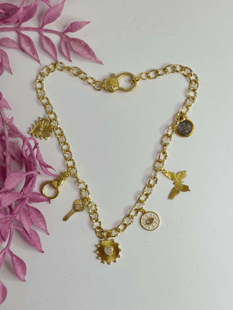 Charm Necklace, Gold Plated
