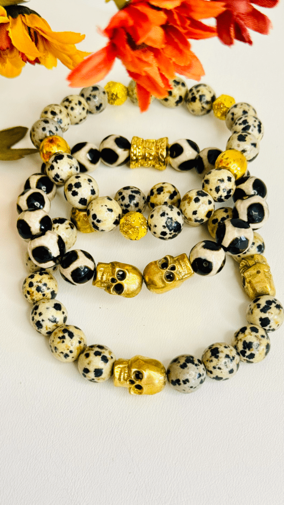 Dalmatian & DZI Stones with Skulls