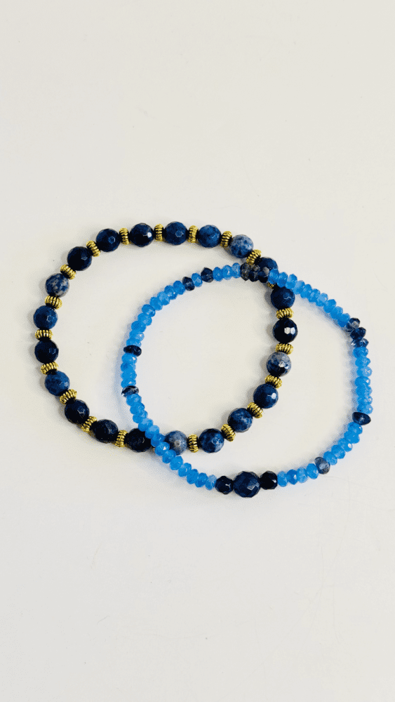 Dumoritierite with Gold Spacers - Aquamarine & Iolite