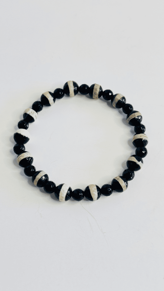 Onyx with Black & Beige Agate Stones