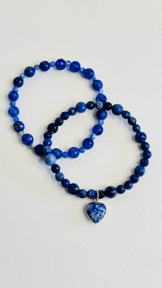 Royal Blue Agate with Blue Spot Jasper - Sodalite with Blue Agate Heart