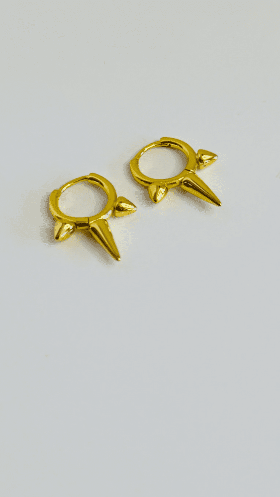 Gold Huggie Spike Earrings