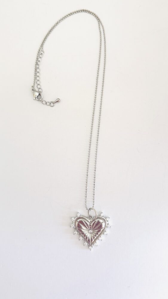 Micro Pave Heart Pendant - Adjustable