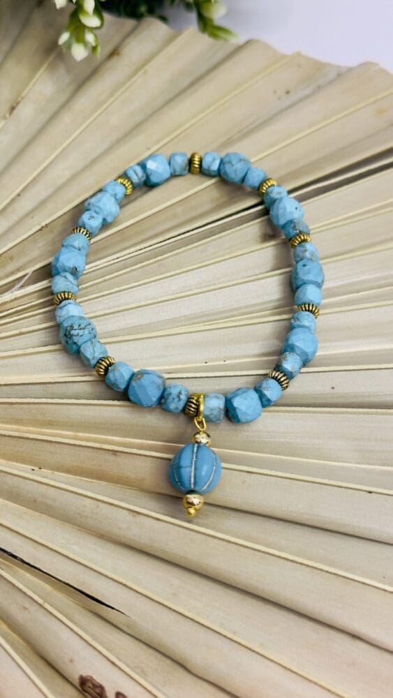 Turquoise with Gold Beads & Teardrop