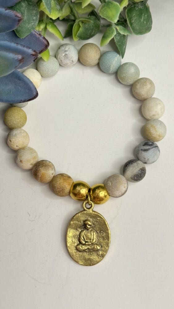 Matte Amazonite with Tibetan Charm