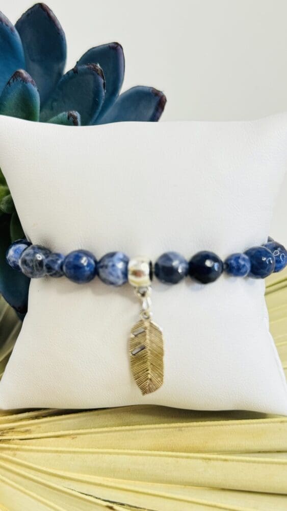 Blue Sodalite with Silver Feather