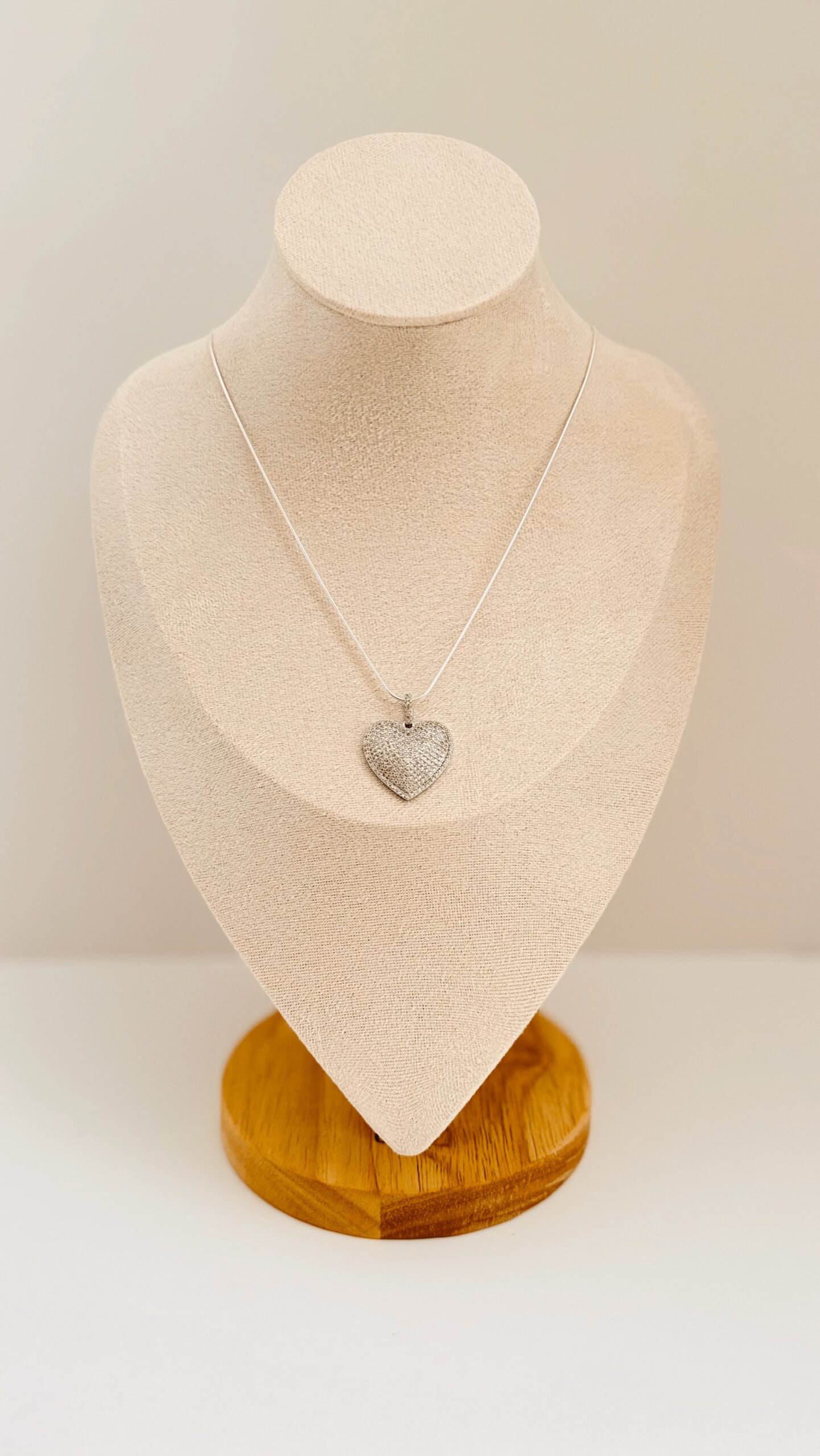 Sterling silver chain w/pave heart