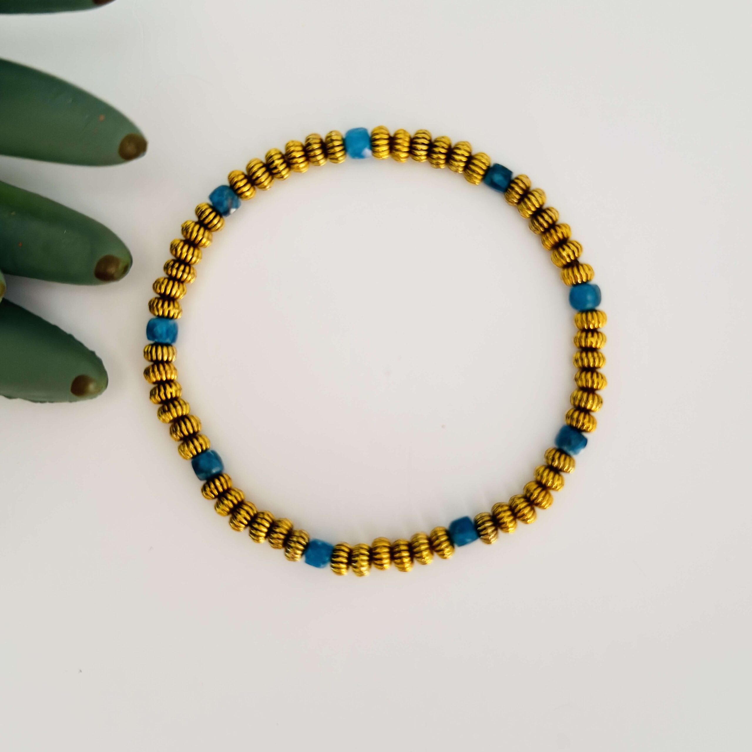 Gold filled beads with Apatite stones