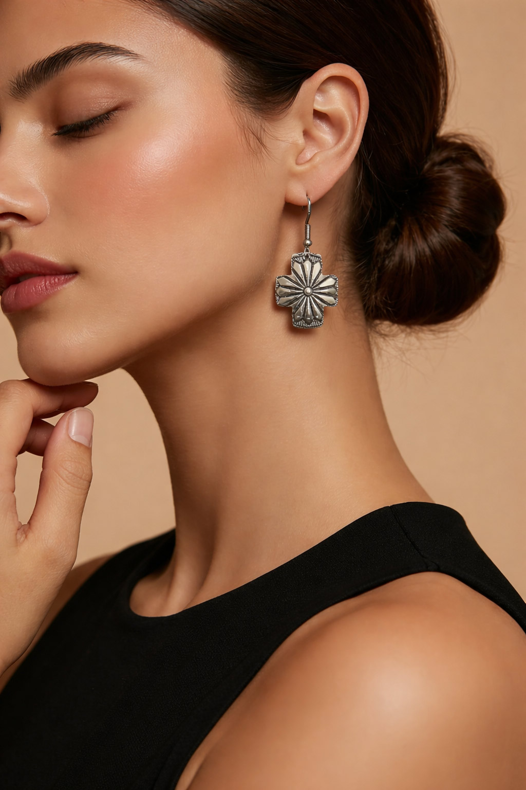 Cross Shaped Stainless Steel Earrings